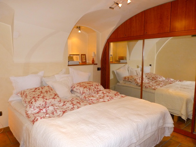 The master bedroom in the Dolceacqua property