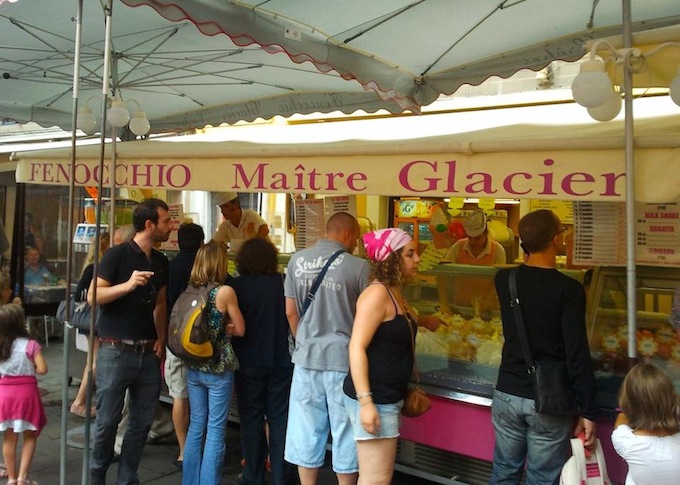 Fenocchio ice cream in Place Rossetti in Nice