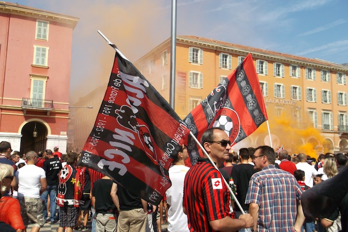 OGC Nice supporters before the last home match in Stade du Ray