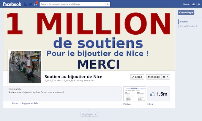 Bijoutier de Nice suport page on Facebook