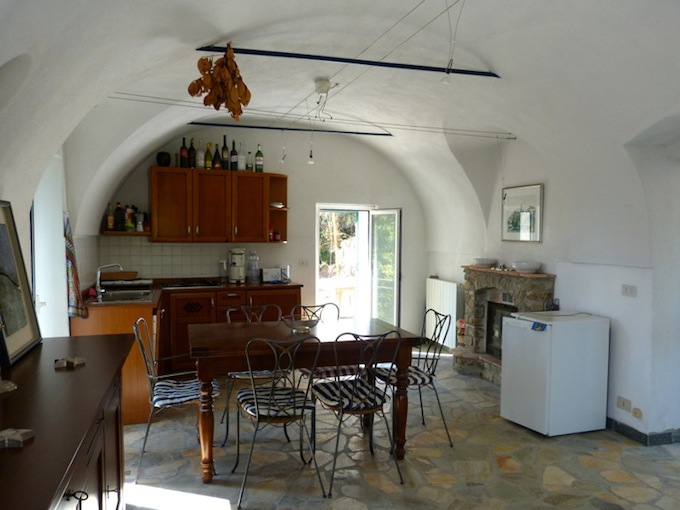 The kitchen in the country house overlooking Dolceacqua