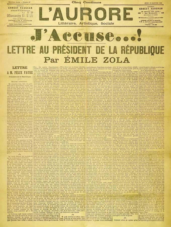 Emile Zola letter 'J'accuse' from 1898 - click for enlarged version