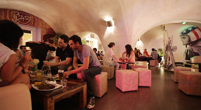 Interior of Le Blast American bar/restaurant in Nice