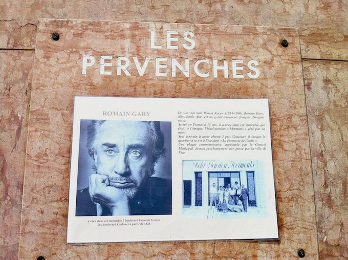 Plaque to Romain Gary in Nice