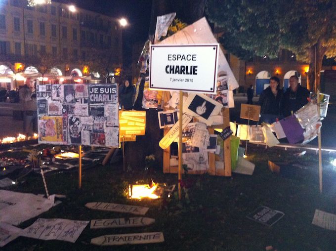 Je Suis Charlie vigil in Nice, January 2015