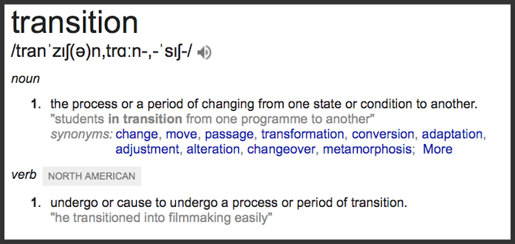 Google definition of Transition