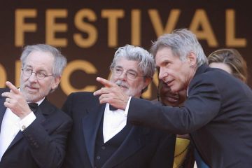 Cannes fait le mur - Spielberg, Lucas and Ford © Nice Matin