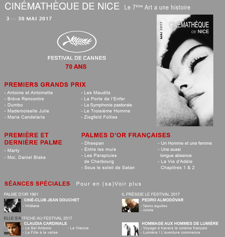 Cinémathèque de Nice May 2017 programme