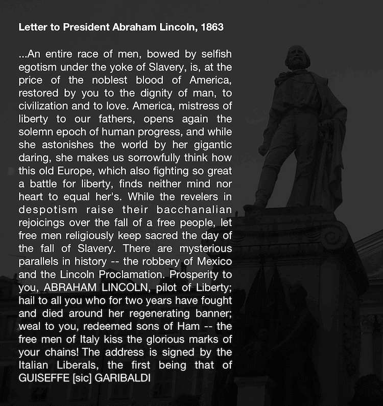 Giuseppe Garibaldi letter to Abraham Lincoln