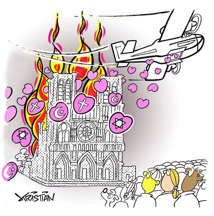 Notre Dame cartoon by Kristian