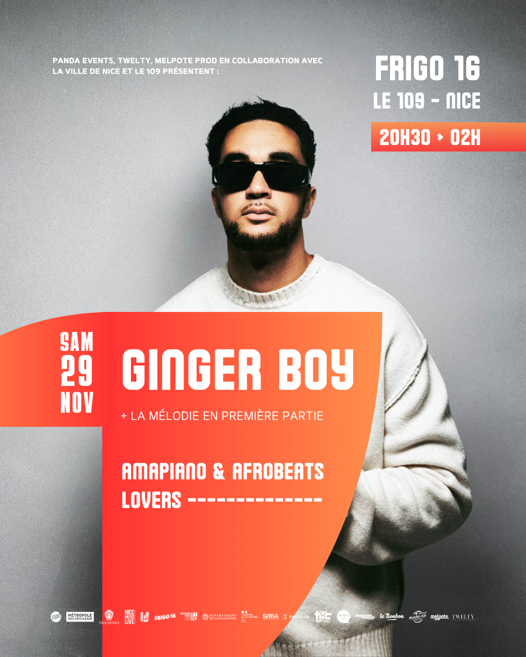Poster for Ginger Boy concert at Frigo 16 in Nice