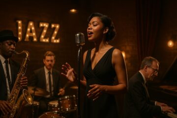 Jazz club with quartet and woman singing