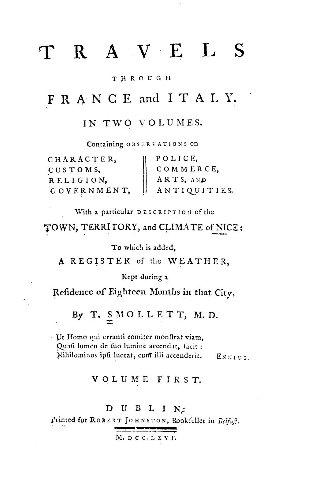 Travels_through_France_and_Italy_-_Title_page
