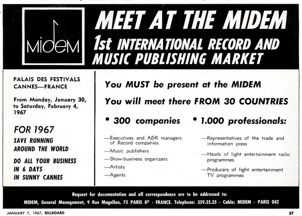 MIDEM advert from 1967