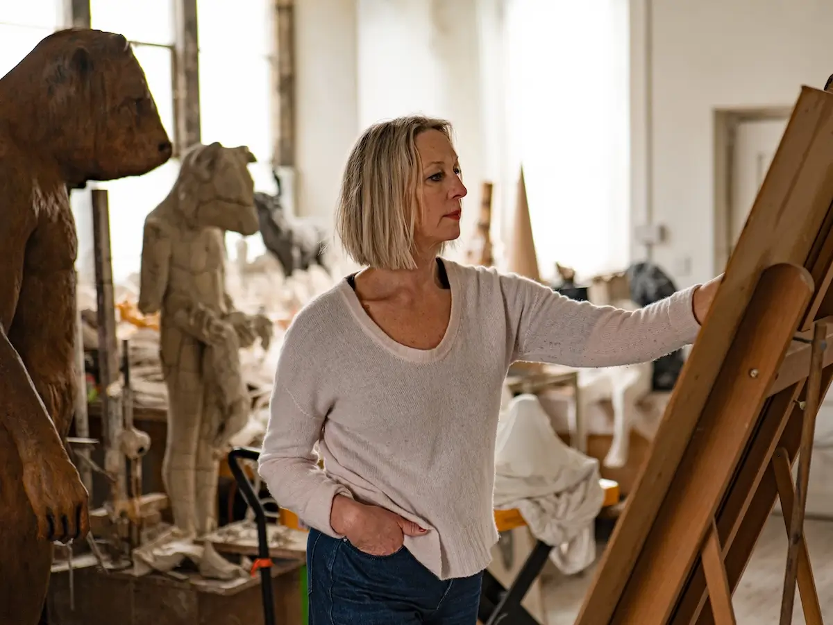 Beth Carter drawing in studio - 2026- photo Stuart Mitchell