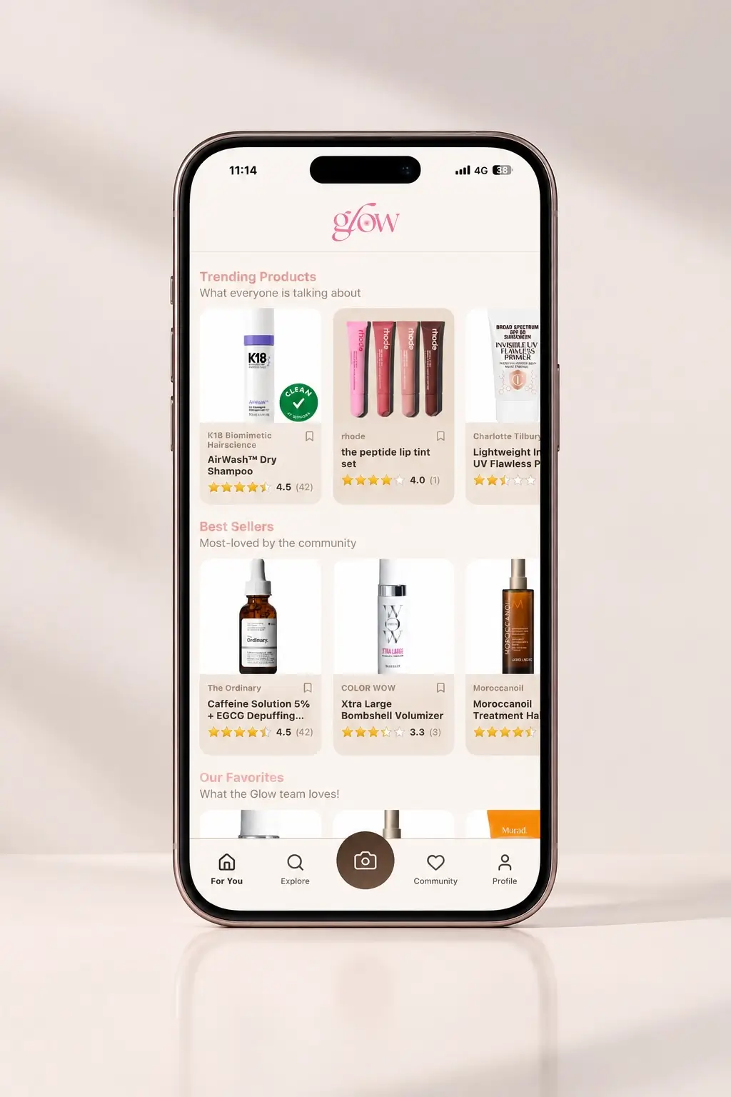 Glow app interface